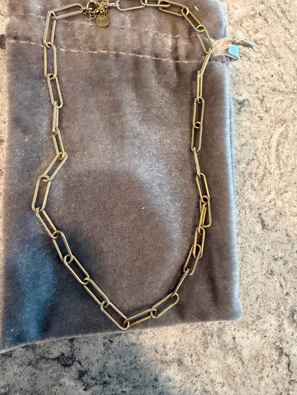 Gold colored Paperclip Link Necklace - Women Jewelry